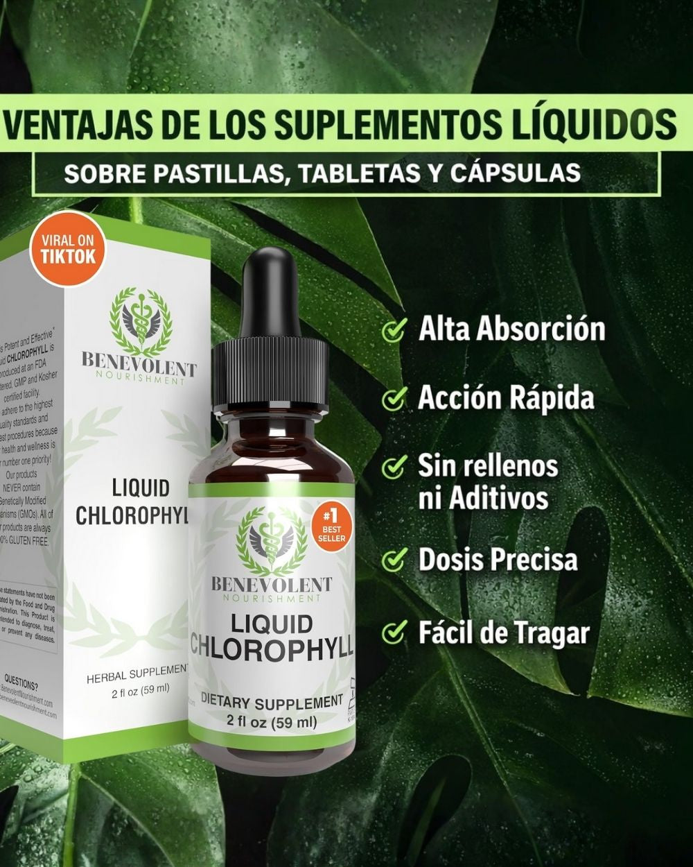 Benevolent™ Clorofila Liquida - Solución en Gotas